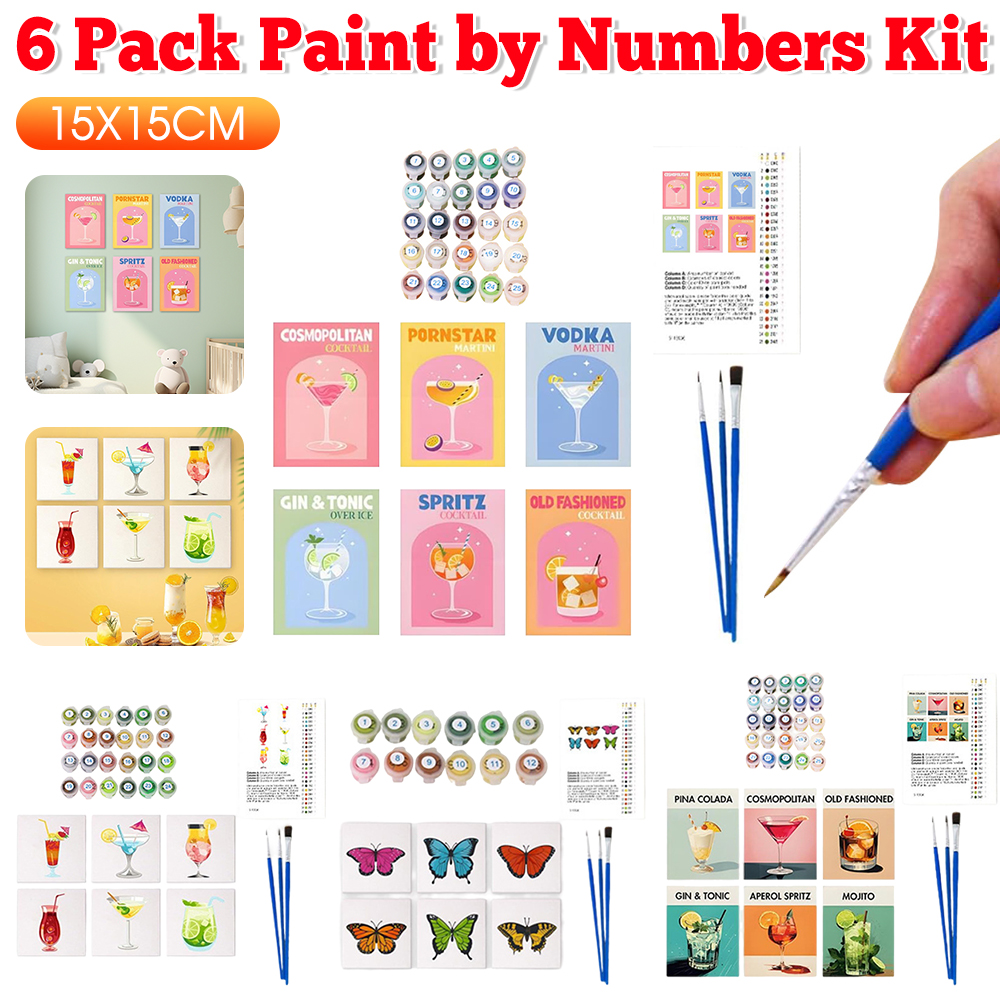 Metallic Paint Set - 6 Pack By Number Painting Kits