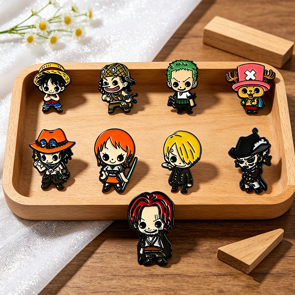 Model Kit Luffy - 9pcs One Piece Anime Enamel Pins