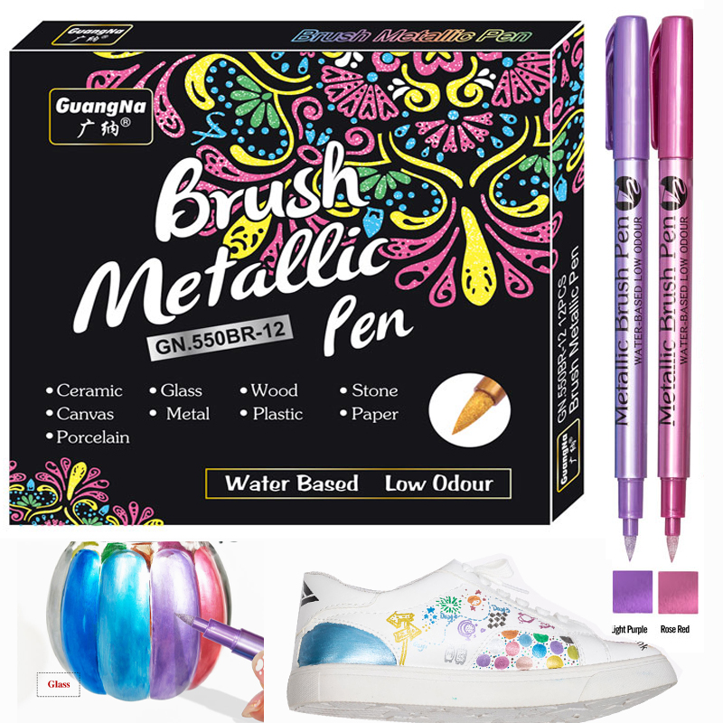 12 Colors Brush Metallic Paint - Model Kit Markers ulasan dan harga