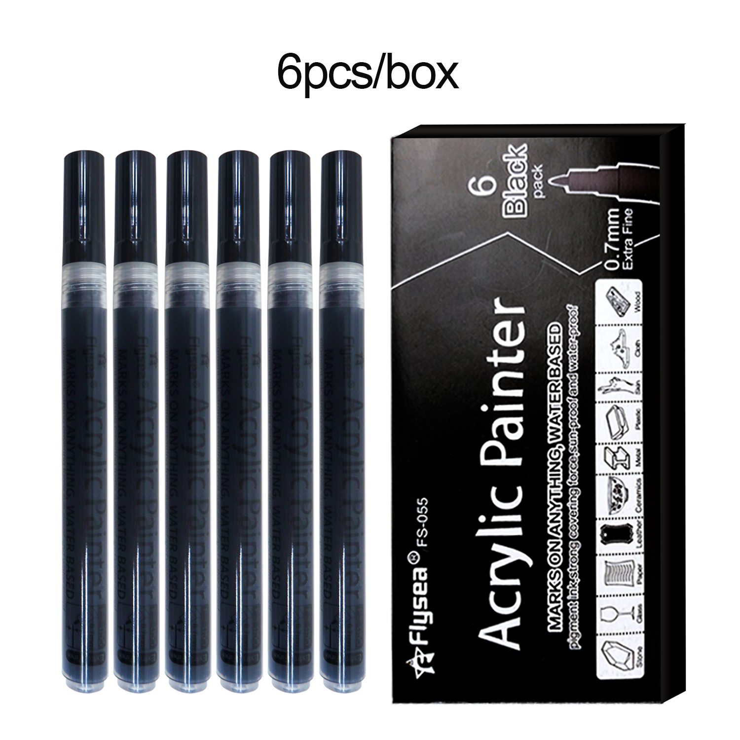 6Pcs/set Black Acrylic Paint P - Model Kit Markers ulasan dan harga