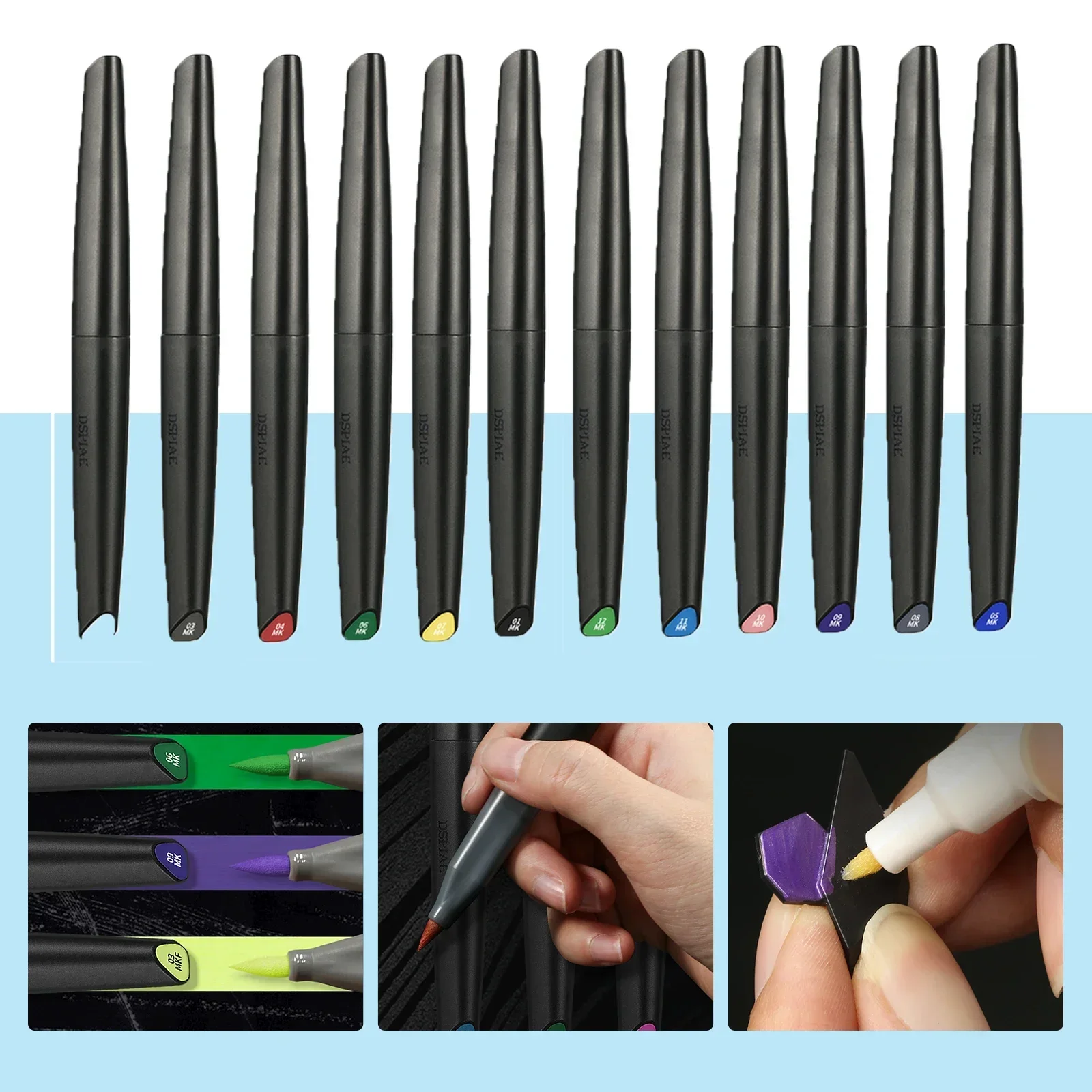 Dspiae 12 Colors Brush Pen Set - Metallic Paint Set ulasan dan harga