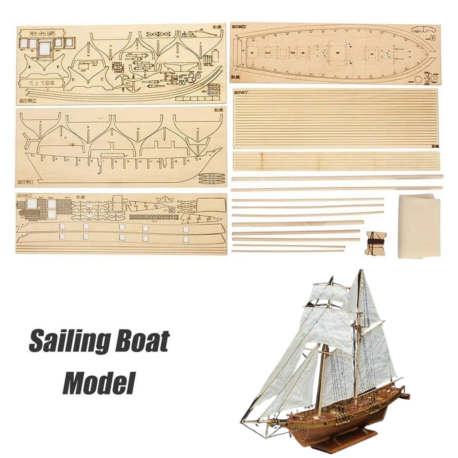 【Halcon Sailboat Wooden Model  - Model Kit U Boat ulasan dan harga